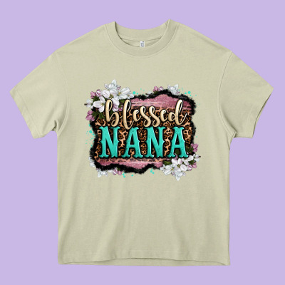 Blessed Nana Heavy Core Tee Designed By Oliviacreatesart