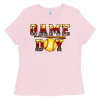 Bubblegum Pink game day softball Ladies Tee - FaDigitalArtStudio