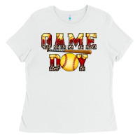 White game day softball Ladies Tee - FaDigitalArtStudio