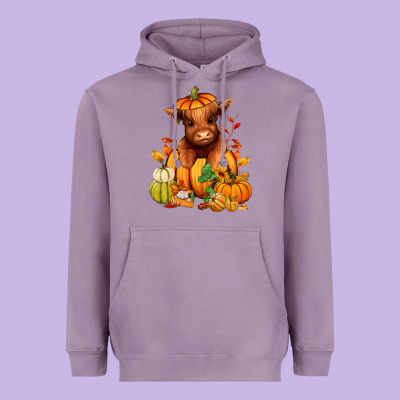 Fall Autumn Heifer Pumpkin Heavyweight Hoodie Designed By Ranaportraitstore
