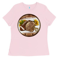 Bubblegum Pink american football round earrings Ladies Tee - BundleAndBundleShop