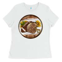 White american football round earrings Ladies Tee - BundleAndBundleShop