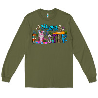 Army Green happy easter coffee Long Sleeve Tee - CowhideDigitalArt