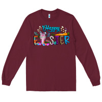 Burgundy happy easter coffee Long Sleeve Tee - CowhideDigitalArt