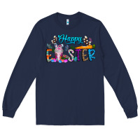 Navy happy easter coffee Long Sleeve Tee - CowhideDigitalArt