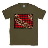 Army Green leopard buffalo plaid background Classic Tee - CowCowDesign
