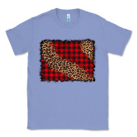Colony Blue leopard buffalo plaid background Classic Tee - CowCowDesign