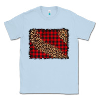 Dusty Blue leopard buffalo plaid background Classic Tee - CowCowDesign