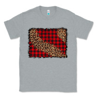 Heather Grey leopard buffalo plaid background Classic Tee - CowCowDesign