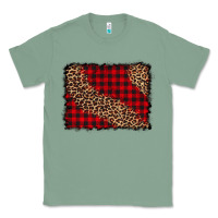 Sage leopard buffalo plaid background Classic Tee - CowCowDesign