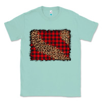 Seafoam leopard buffalo plaid background Classic Tee - CowCowDesign