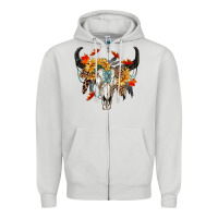 Dove Grey Fall Bull Skull Zipper Hoodie - RanaPortraitStore