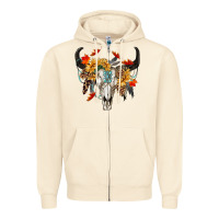 Sandshell Fall Bull Skull Zipper Hoodie - RanaPortraitStore