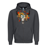 Smoke Fall Bull Skull Zipper Hoodie - RanaPortraitStore