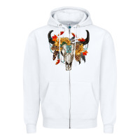 White Fall Bull Skull Zipper Hoodie - RanaPortraitStore