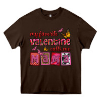 Chocolate Brown my favorite valentine calls me mama Heavy Core Tee - OliviaCreatesArt