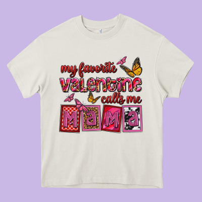 My Favorite Valentine Calls Me Mama Heavy Core Tee Designed By Oliviacreatesart