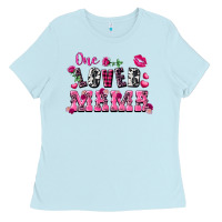 Baby Blue one loved mama valentine's day Ladies Tee - FaDigitalArtStudio