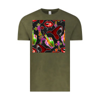Vintage Olive halloween bad witch seamless pattern Vintage Tee - BundleAndBundleShop