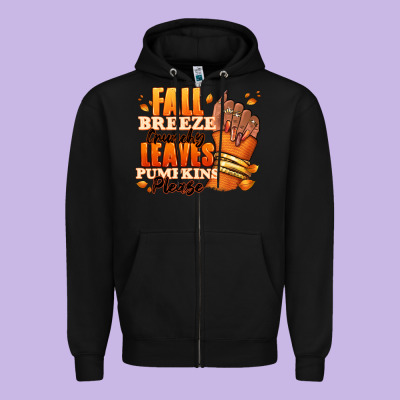 Fall Breeze Crunchy Leaves Pumpkins Please Zipper Hoodie Designed By Ranaportraitstore