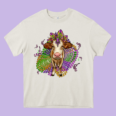Simmental Mardi Gras Heavy Core Tee Designed By Oliviacreatesart