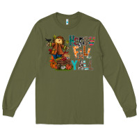 Army Green happy fall y all Long Sleeve Tee - CowhideDigitalArt