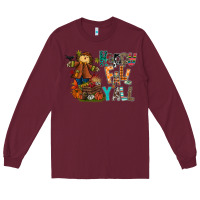 Burgundy happy fall y all Long Sleeve Tee - CowhideDigitalArt