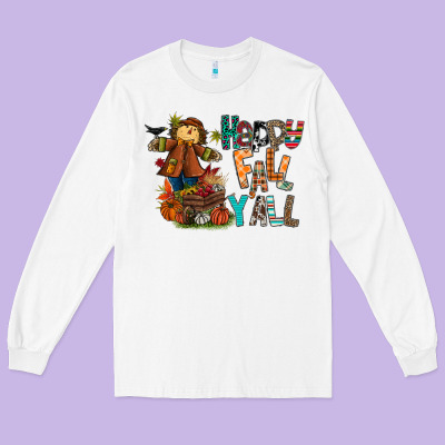 Happy Fall Y All Long Sleeve Tee Designed By Cowhidedigitalart