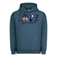 Pigment Midnight Navy for the love of the wolves Urban Hoodie - RanaPortraitStore
