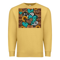 Antique Gold turquoise sunflower hearts Premium Sweatshirt - Jasminsmagicworld