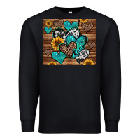 Black turquoise sunflower hearts Premium Sweatshirt - Jasminsmagicworld