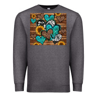 Charcoal Heather turquoise sunflower hearts Premium Sweatshirt - Jasminsmagicworld
