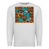Dove Grey turquoise sunflower hearts Premium Sweatshirt - Jasminsmagicworld