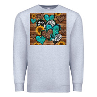 Heather Grey turquoise sunflower hearts Premium Sweatshirt - Jasminsmagicworld