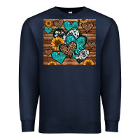 Navy turquoise sunflower hearts Premium Sweatshirt - Jasminsmagicworld