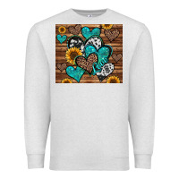 Oatmeal Heather turquoise sunflower hearts Premium Sweatshirt - Jasminsmagicworld