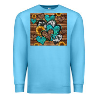 Ocean Blue turquoise sunflower hearts Premium Sweatshirt - Jasminsmagicworld