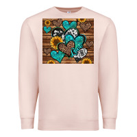 Pale Pink turquoise sunflower hearts Premium Sweatshirt - Jasminsmagicworld