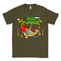 Army Green Hello Summer Classic Tee - CowCowDesign