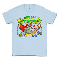 Dusty Blue Hello Summer Classic Tee - CowCowDesign
