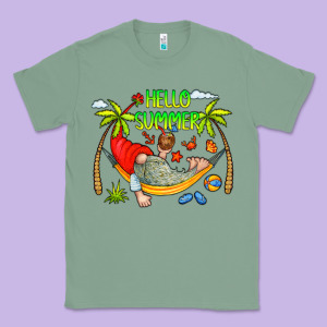 Hello Summer Classic Tee Designed By Cowcowdesign