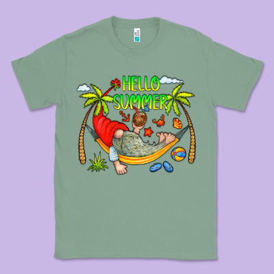 Hello Summer Classic Tee Designed By Cowcowdesign