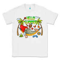 White Hello Summer Classic Tee - CowCowDesign