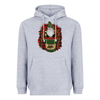 Heather Grey Gnomes With Coffee Christmas Heavyweight Hoodie - RanaPortraitStore