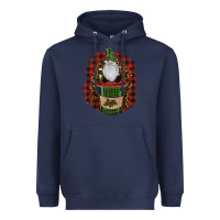 Navy Gnomes With Coffee Christmas Heavyweight Hoodie - RanaPortraitStore