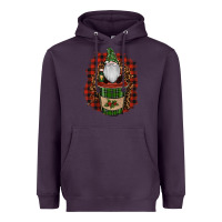 Plum Gnomes With Coffee Christmas Heavyweight Hoodie - RanaPortraitStore