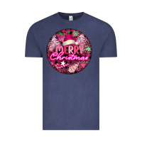 Vintage Denim pink merry christmas Vintage Tee - FaDigitalArtStudio