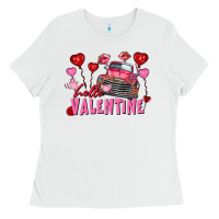 White hello valentine valentine's day truck Ladies Tee - FaDigitalArtStudio