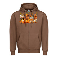 Chestnut Fall Autumn cow pumpkin coffee cups Zipper Hoodie - RanaPortraitStore