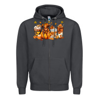 Smoke Fall Autumn cow pumpkin coffee cups Zipper Hoodie - RanaPortraitStore